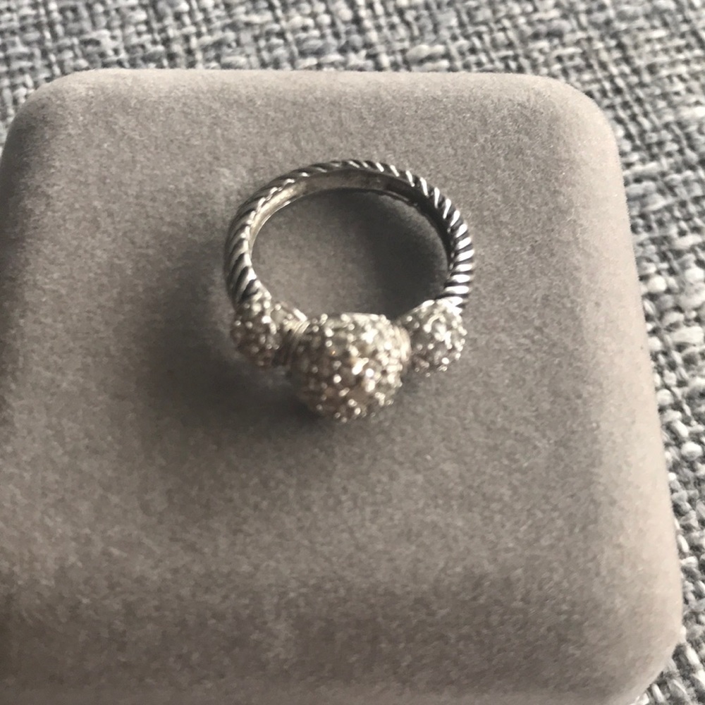 Silver ring with rhinestones